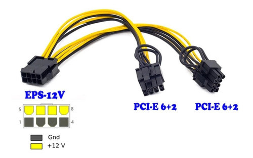 Cable Adaptador Eps Atx 8pin A Pci-expres Doble 8 (6+2)  Rig 1