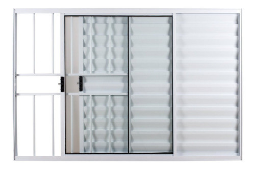 Janela De Alumínio Veneziana 100x120cm Com Grade 3 Folhas 0