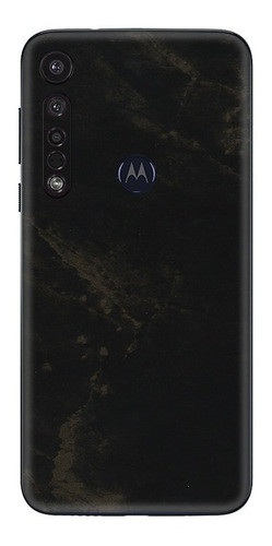 Adesivo Skin Black Mármore Traseira Para Moto G8 Plus 0