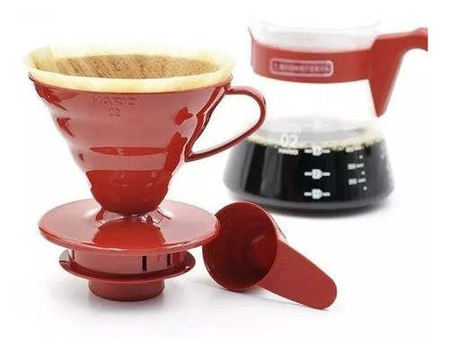 Kit Cafeteira Hario V60 Vermelho (jarra+suporte+40filtros) 1