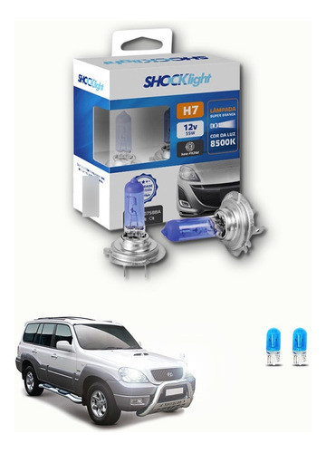 Lâmpadas Super Brancas Farol Baixo Terracan 03-06 H7 8500k 0