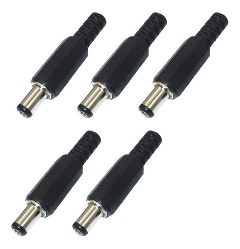 X5 Conector Jack Dc 2.1 X 5.5 Mm Macho Rosca Soldar 12v Hobb 1