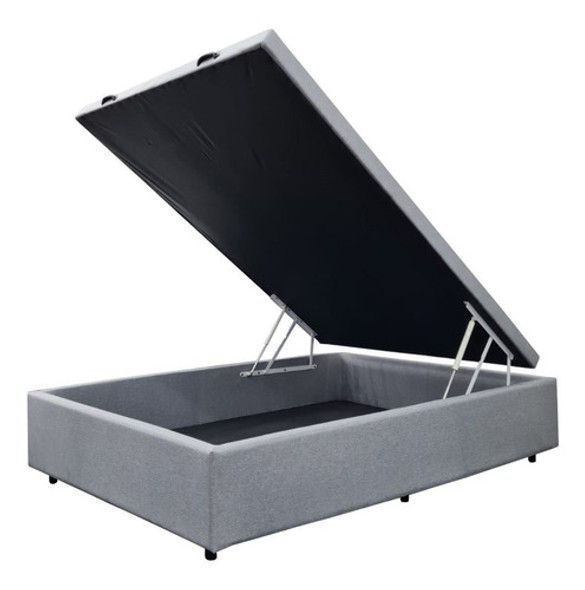 Cama Box Baul Base Sommier 2 Plazas Tapizado Especial Lino 0