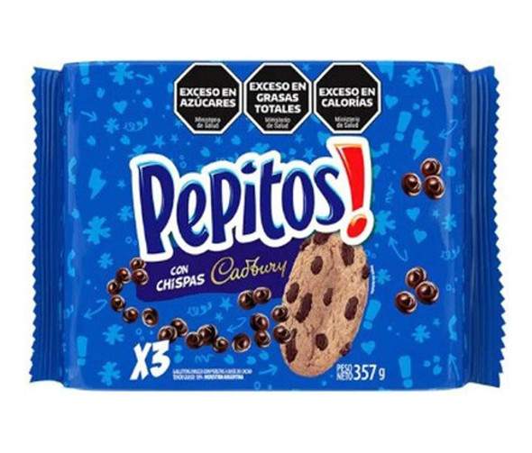 Galletita Dulce Pepitos Chips Chocolate Cadbury Tripack 357g 0