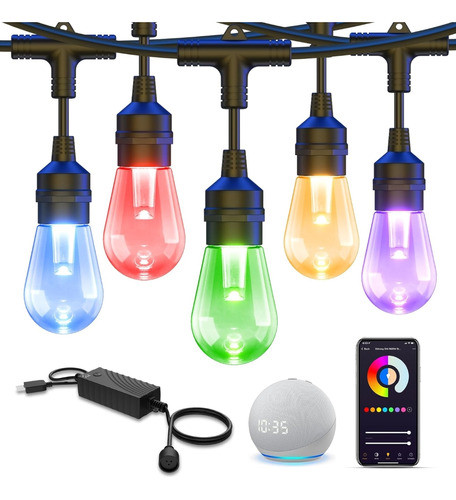 Guía De Luces C/15 Bombitas Rgbw Smart 14m C/control Y 0