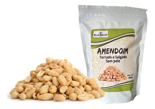 Amendoim Torrado Salgado Sem Pele Qualidade 400gr 0