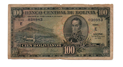 Bolivia Billete 100 Bolivianos Año 1928 P#133 0