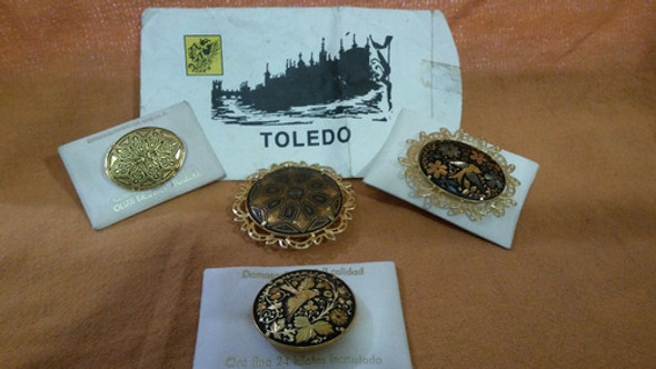 Prendedores De Oro Damasquinado 1° Calidad 4 Diferentes 0