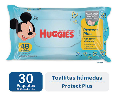 Huggies Toallitas Humedas Protect Plus Suave X48 Pack X30 0