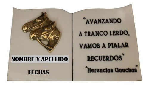 Placa De Acrílico N° 9  23 X 14 Cm Con Caballos De Bronce 0