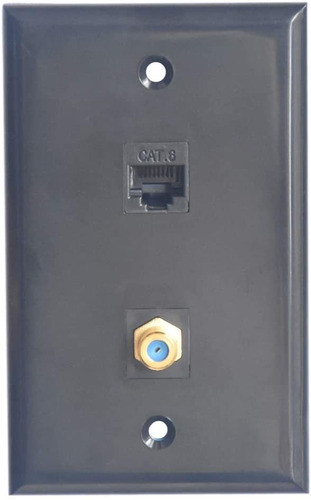 Placa De Pared Con Puertos Ethernet Cat6 + Coaxial De Tv 0