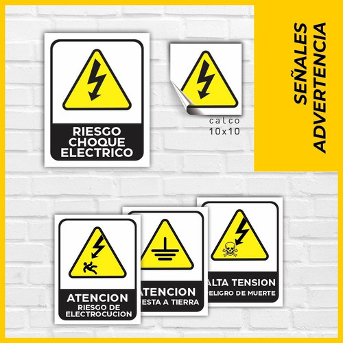 Cartel Riesgo Choque Electrico Adhesivo 9x16 Cm Advertencia 1