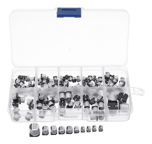 Kit De 145 Capacitores Smd Aluminio 0.47uf A 470uf Con Caja 1