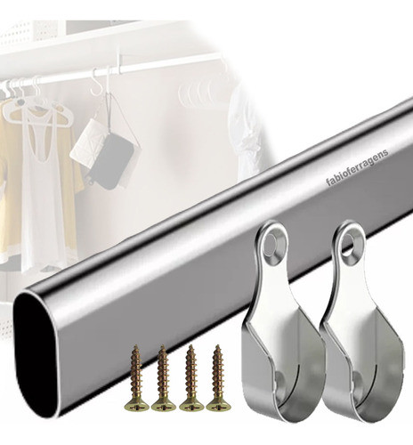Tubo Cabideiro Completo Para Guarda Roupa Com 1 Metro 0