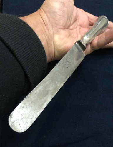 Antiguo Cuchillo De Acero Al Carbono Con Raro Cuñó 0