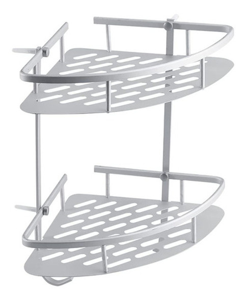 Organizador Esquinero De Baño Aluminio Inoxidable 2 Estantes 0
