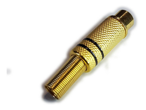 Conector Ficha Rca Hembra Metal Dorada Aro Negro P/soldar 0