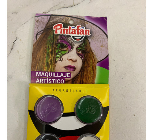 Pack X 4 Maquillaje Art Pintafan Violeta Negro Blanco Verde 1