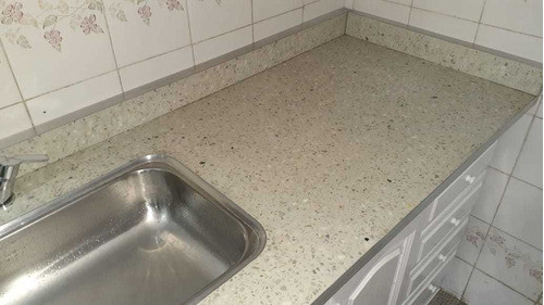 Mesada De 182x062 Bacha Simple Granito Reconstituido Blanco 1