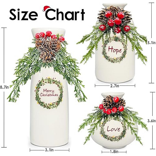 Jarrón Decoracion De Navidad Para Flores Blanco 1