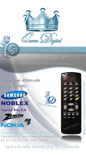 Control Remoto Tv Para Samsung Noblex Winco Zenith Nokia 1