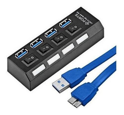 Hub Usb 3.0 Com Entrada 4 Portas Interruptor Extensor 5gbps 1