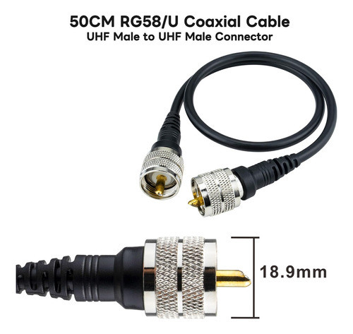 Boobrie Uhf Pl259 Cable Macho 1.64 Pies Extension De Radio C 1