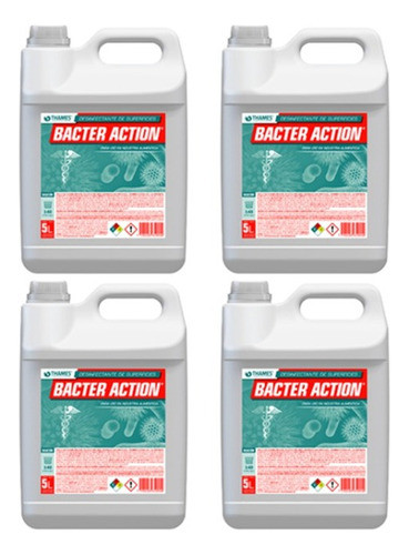 Bacter Action Amonio Cuaternario Bactericida 5 Lts X4 Neutro 0