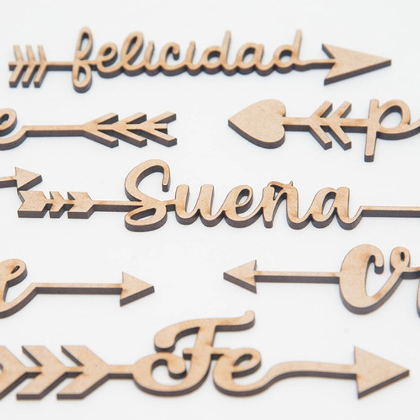 Flechas Con Frases Corte Láser - Fibro Fácil - Tamaño 20cm 1