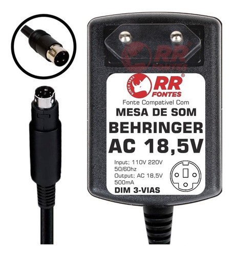 Fonte Carregador Mesa Behringer 18,5v+18,5v 500ma Bivolt 0