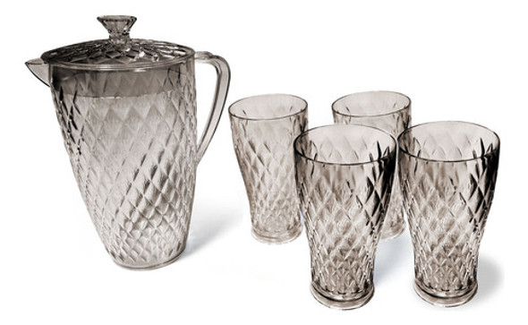 Set Carol 1 Jarra + 4 Vasos Transparente Ss 0