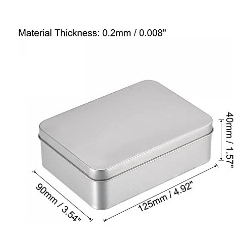 Latas Rectangulares C/tapa 125x90x40mm 6u Plateadas 1