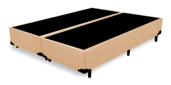 Base Cama Box King Bipartido Corino Bege - 193x203x39 0