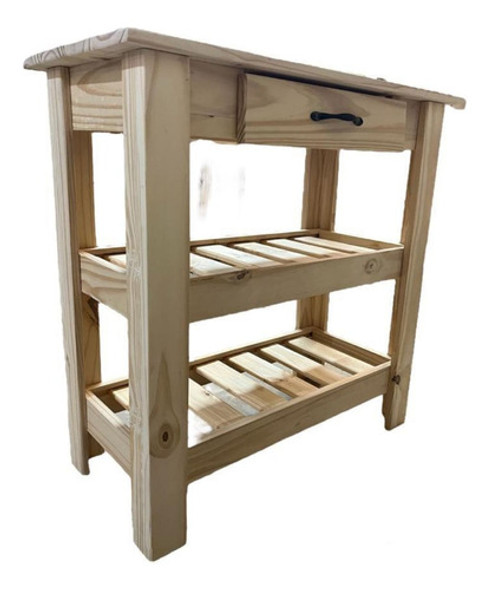 Mesa De Arrime Desayunador 1 Cajon + 2 Parrilas Pino 100cm 0