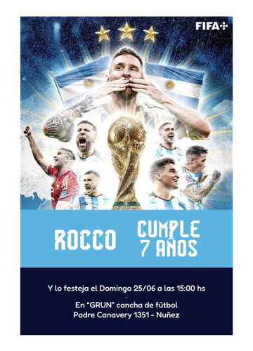 Invitación De Cumple - Argentina Campeón X4u - Personalizado 0