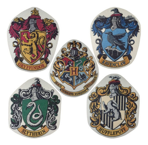 Parches Harry Potter Casas Hogwarts Estampados Pack X5 8cm 0