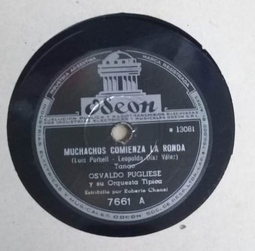 Osvaldo Pugliese Muchachos / Mala Junta Disco 78 Rpm Kktus 0