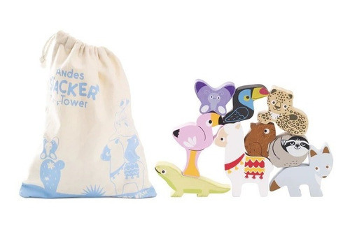 Juego Equilibrio Torre Animales Del  Andes Apilar Bebe 18m+ 1