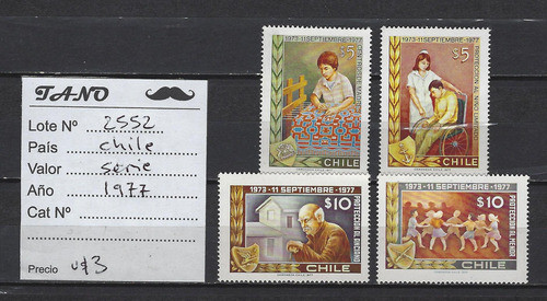 Lote2552 Chile Serie Estampillas Año 1977 Inpecables 1