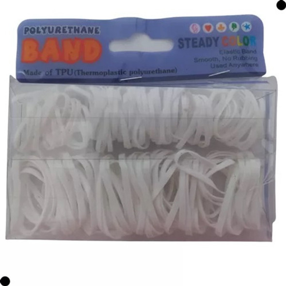 9 Cartelas Elástico Silicone Grosso Branco C/5 Un Cada Band 1