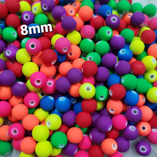 Miçanga Bolinha Emborrachada 8mm Mix  100grama/360peça 0