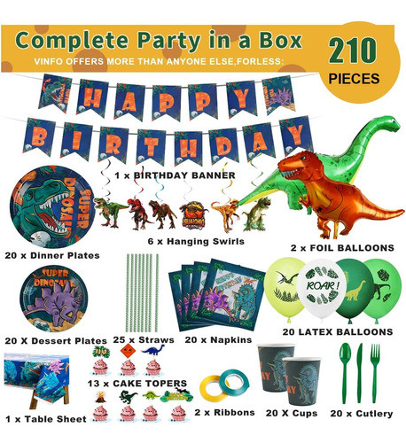Kit De Suministros Para Fiesta De Dinosaurios Para 20 Niños 1