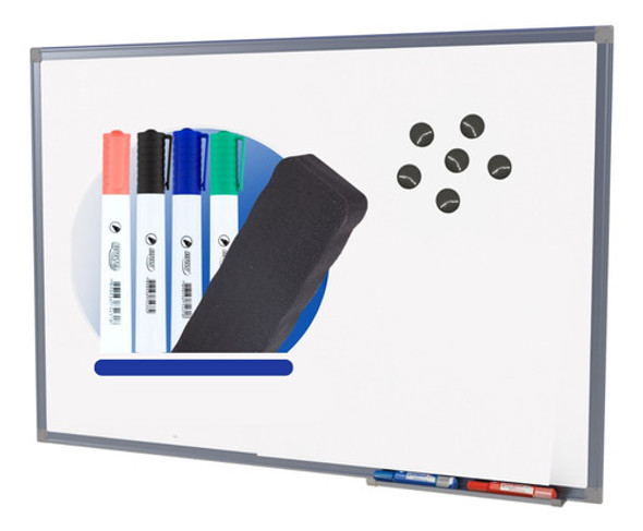 Quadro Lousa Branco Magnético 90x60 Office + Brindes 0