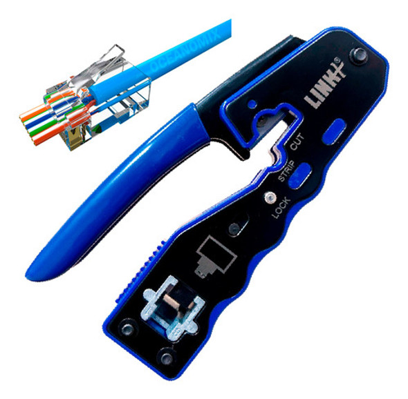 Alicate De Crimp Vazado De Rj45 Passagem + 10 Rj45 Cat6 0