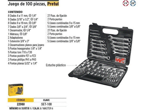 Juego  Herramientas Mecanica 100pz Truper 22980 1