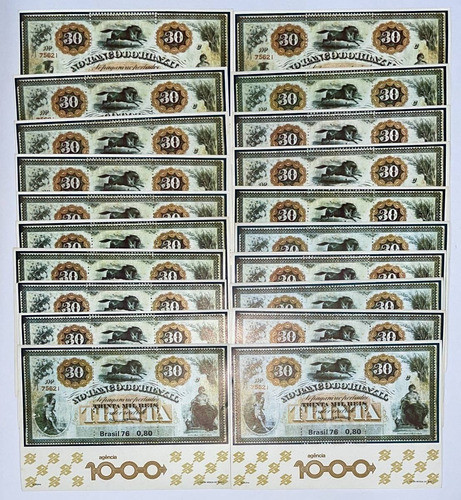 Brasil Lote 30 Blocos Selo Agencia 1000 Do Banco Brasil 1976 1