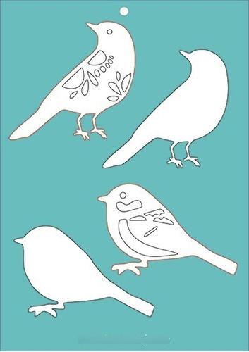 Stencil De 2 Pasos Pajaros Folk 0