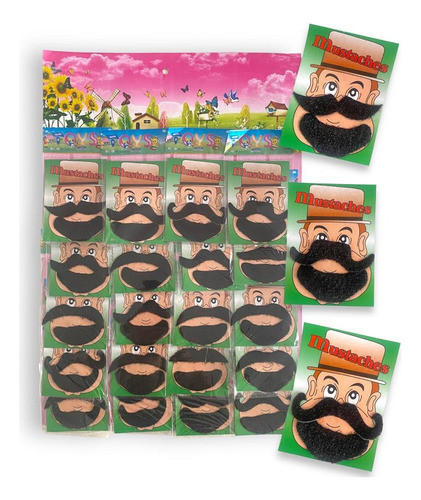 Bigote Con Barbilla Falso Cotillon Carnaval 6 Unidades 0