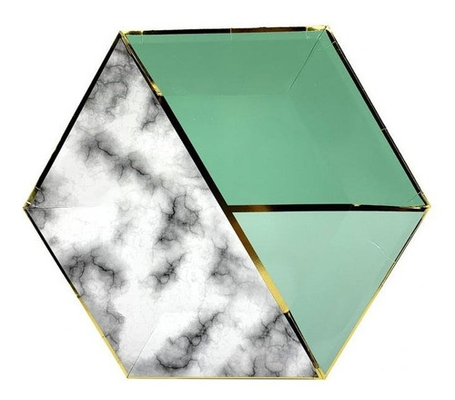 Plato Hexagonal Mármol 23 Cm X 10 U - Universo Mágico 0