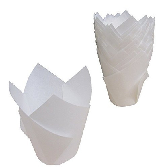 200 White Tulip Style Baking Cups Cupcake Liners Wrappers, H 0